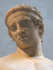 Detail (Head) of the Roman Copy of the Diadoumenos by Polykleitos in the Metropolitan Museum of Art, July 2007