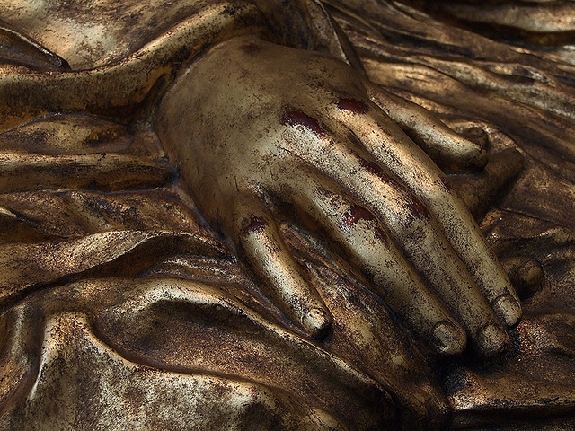 Detail of the Hands in the 19th Century Tomb Effigy of Elizabeth Boott in the American Wing of the Metropolitan Museum of Art, May 2007