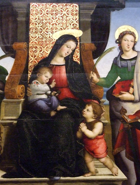 Raphael (Raffaello Sanzio or Santi), Madonna and Child Enthroned with  Saints