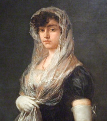 Detail of Young Lady Wearing a Mantilla and Basquina by Goya in the National Gallery, September 2009