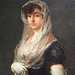 Detail of Young Lady Wearing a Mantilla and Basquina by Goya in the National Gallery, September 2009
