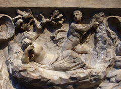 Detail of Sleeping Ariadne and Dionysus on the Garland Sarcophagus in the Metropolitan Museum of Art, July 2007