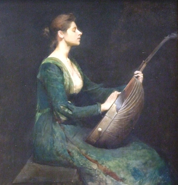Detail of Lady with Lute by Dewing in the National Gallery, September 2009