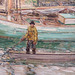 Detail of Oyster Sloop, Cos Cob by Childe Hassam in the National Gallery, September 2009