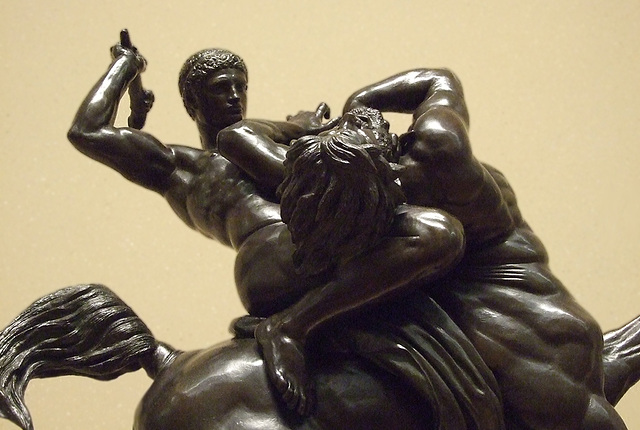 Detail of Theseus Fighting the Centaur Bianor by Bayre in the Metropolitan Museum of Art, August 2010
