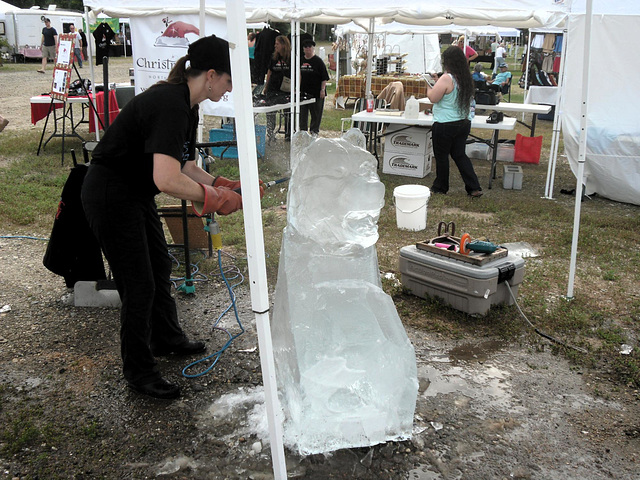 ice carving in July