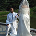 Bride and Groom in the Japanese Garden in the Brooklyn Botanic Garden, July 2008