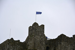 Trim 2013 – European ﬂag on a crumbling old castle
