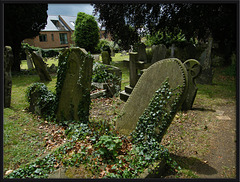 leaning gravestones