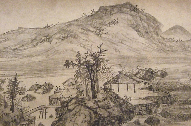 Detail of the Handscroll "Joys of the Fisherman" by Wang Fu in the Metropolitan Museum of Art, April 2009