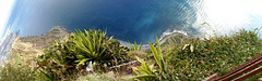 Madeira. Panorama im Vertikal-Schwenk vom Cabo Girao nach unten.   ©UdoSm