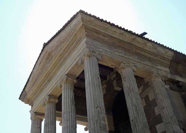 Detail of the Temple of Portunus in the Forum Boarium in Rome, June 2012