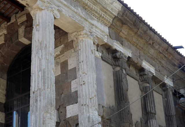 Detail of the Ionic Columns on the Temple of Portunus in the Forum Boarium in Rome, June 2012