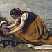 Detail of Mother and Child on a Beach by Corot in the Philadelphia Museum of Art, August 2009