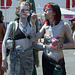 Two Silver Mermaids Blowing Bubbles at the Coney Island Mermaid Parade, June 2008