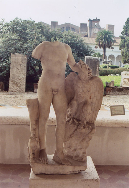 Statue of Ganymede with Jupiter as an Eagle in the Baths of Diocletian in Rome, Dec. 2003