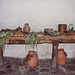 Table with Veggies and Pottery in the Tudor Kitchens of Hampton Court Palace, 2004