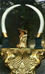 Ivory Tusks and Gilded Sculpture in a Window of a House in Seaford, May 2010