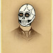 Altered Victorian Cabinet Card Portrait with Painted Skull Mask, Harrisburg, Pa.