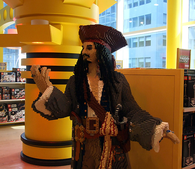 Detail of the Lego Jack Sparrow in FAO Schwarz, May 2011