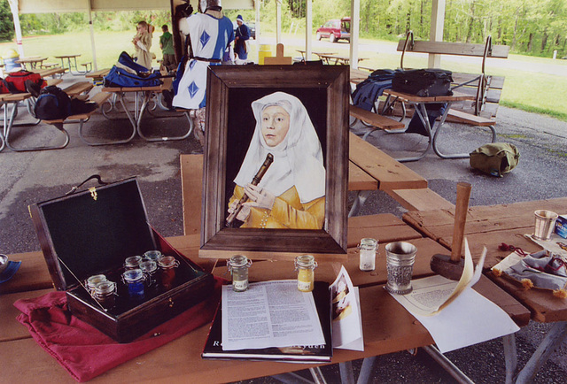 Arts & Sciences Display including the Netherlandish Portrait by Reijnier VerPlanck at Ian & Katherine's Last Championships, May 2006