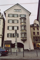 Fountain and Building in Zurich, Nov. 2003