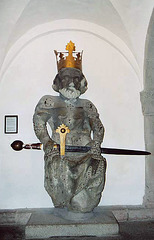 Statue of Charlemagne inside the Grossmunster in Zurich, Nov. 2003