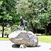 Huntaway dog statue in Hunterville