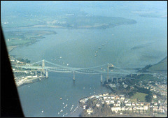 aerial view of the Tamar Bridges