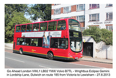 Go Ahead London VWL1 Dulwich 27 8 2013