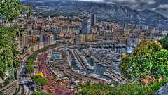 MONACO: Port Hercule, Condamine depuis Monaco. (HDR).