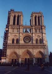 Front Facade of Notre Dame Cathedral in Paris, March 2004