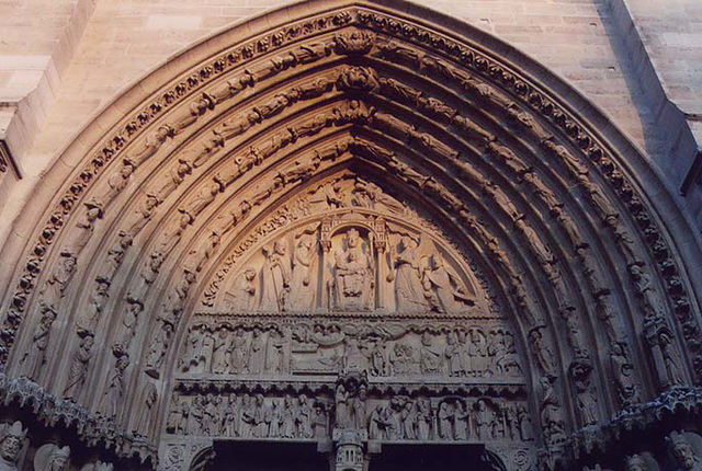 Central Tympaneum of Notre Dame Cathedral in Paris, March 2004