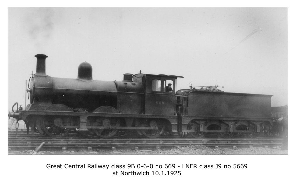 GCR class 9B 0-6-0 669 - LNER class J9 5669 - Northwich - 10.1.1925 LPC