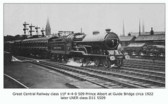 GCR cl 11F 4 4 0 509 Prince Albert LNER cl D11 Guide Bridge c1922