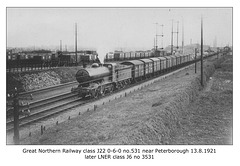 GNR cl J22 0 6 0 no 531 LNER cl J6 3531 Peterboro 13 8 1921