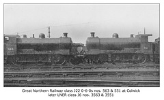 GNR cl J22 0 6 0s nos 563 & 551 LNER J6 Colwick c1922