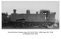GNR cl J23 060T 226 LNER cl J50 3226 Bradford 30 6 1923 WHW