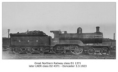 GNR D1 4 4 0 1371 LNER D2 4371 Doncaster 3 3 1923 WHW