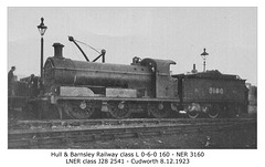 H&BR class L 0-6-0 160 NER 3160 LNER cl J28 Cudworth -  8.12.1923 - WHW