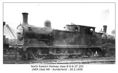 NER cl B 0 6 2T 293 LNER cl N8 Sunderland 20 2 1926 WHW