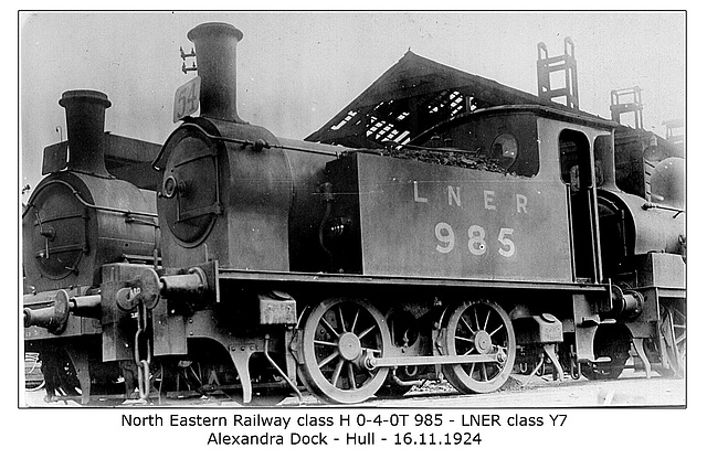 NER cl H 040T 985 LNER cl Y7 Alexandra Dock Hull 16 11 1924 WHW