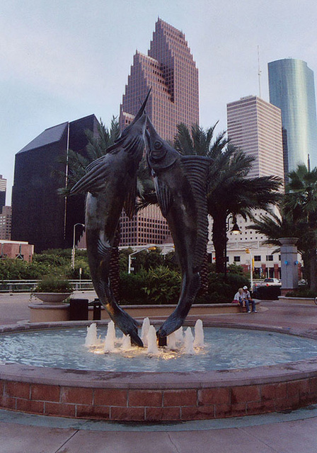 Swordfish Fountain at the Downtown Aquarium in Houston, July 2005