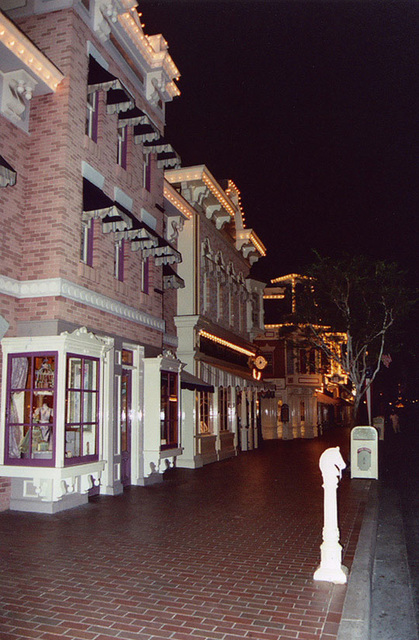Main Street USA at Night in Disneyland, 2003