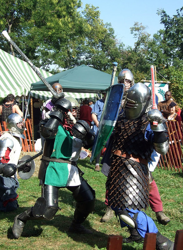 Fighters in a Three-on-Three Melee at the Fort Tryon Park Medieval Festival, Sept. 2007