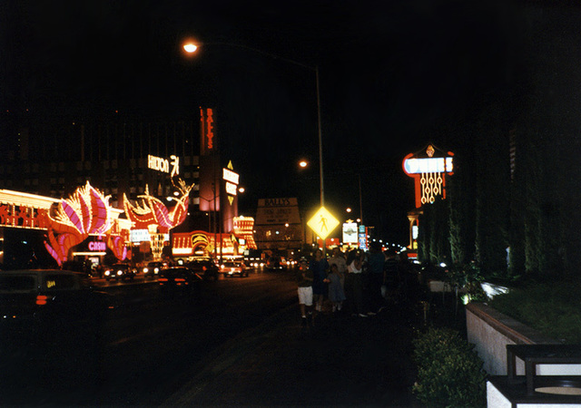 The Flamingo Hilton and the Dunes Hotel in Las Vegas at Night, 1992