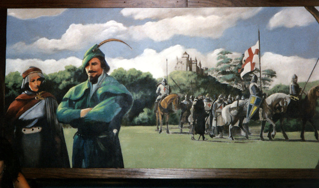 Wall Painting of the Classic Errol Flynn Robin Hood at Excalibur in Las Vegas, 1992