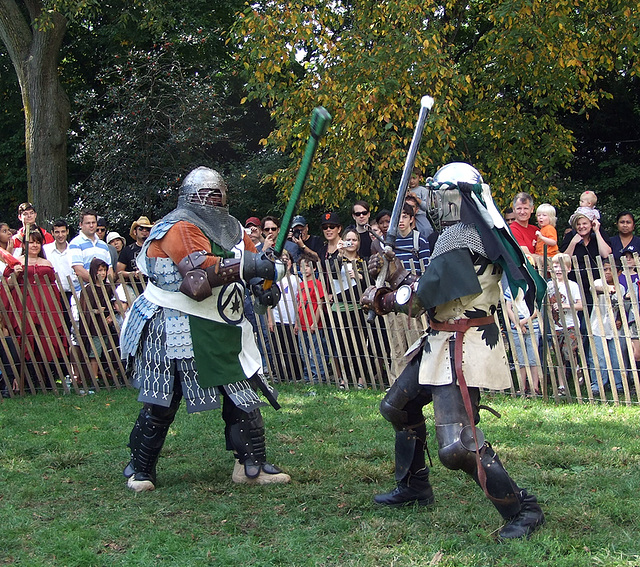 Sir Diablu and Jibril Fighting at the Fort Tryon Park Medieval Festival, October 2009