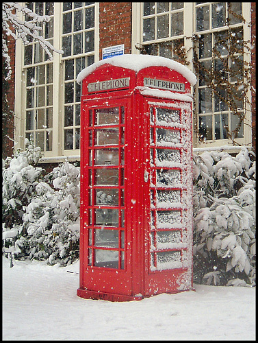 snowy phone box