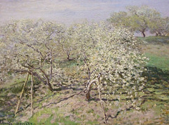 Detail of Spring (Fruit Trees in Bloom) by Monet in the Metropolitan Museum of Art, August 2010